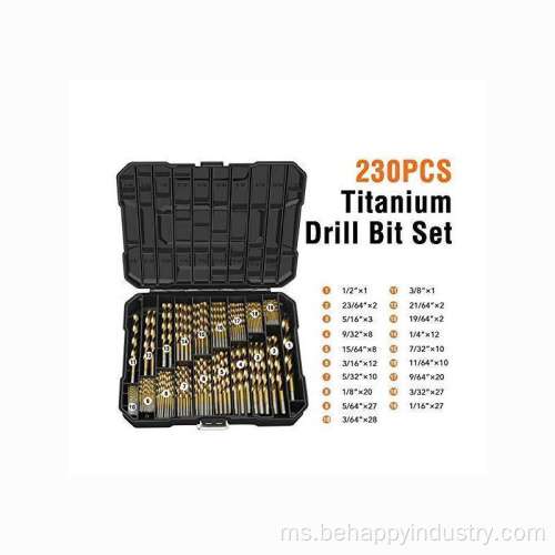 Titanium Drill Bit Kit ditetapkan untuk logam